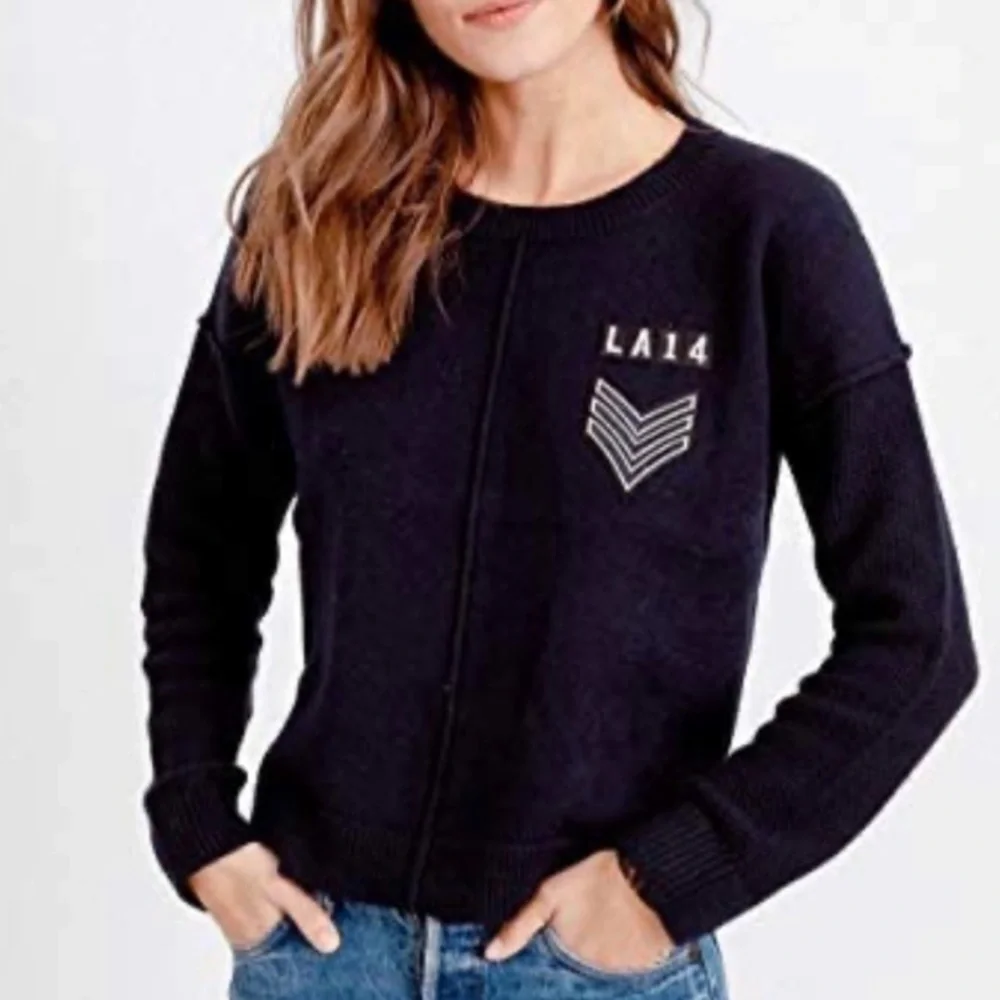 Rails Cashmere Blend Military Patch Stafford Navy Sweater